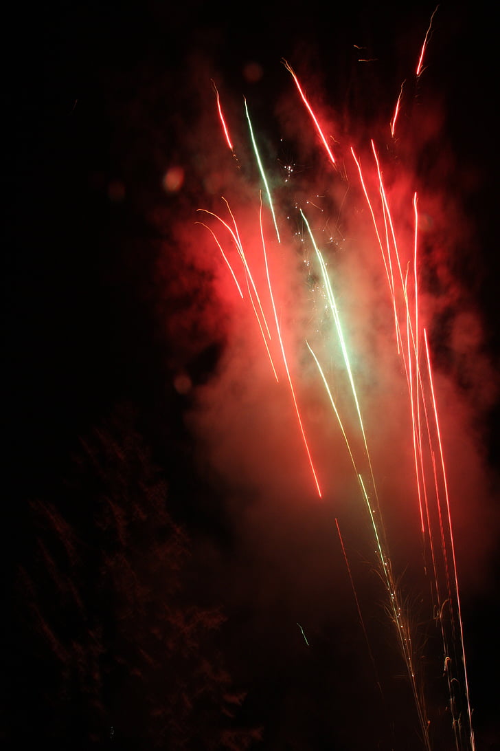 fireworks, night, burst, pyrotechnics