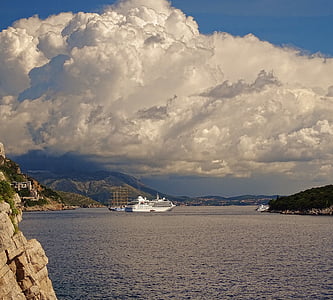 Dubrovnik, Horvātija, jūra, Adrijas jūra, jūras kuģu, vasaras, daba