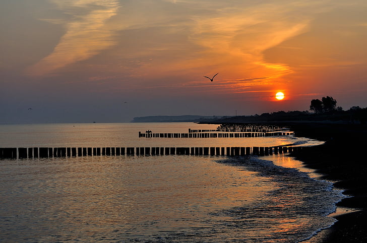 Wschód słońca, Plaża, Latem, Morza Bałtyckiego, piasek, świetle poranka, Wybrzeże