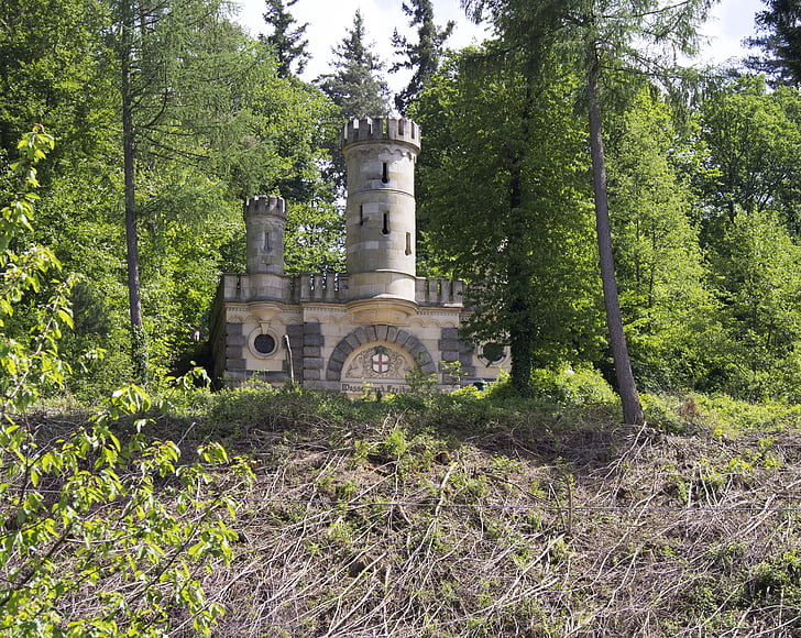 castle, waterworks, freiburg, forest, picturesque, forward, overturned
