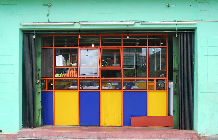 Restaurace, jídlo, mrkev, Kuba, staré, okno, dveře