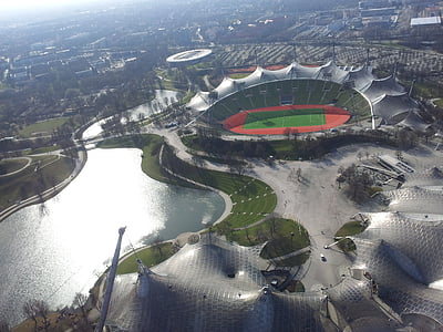 奥林匹亚塔, 奥林匹克公园, olympiasee, 视图, 前景, 观测塔, 奥林匹克体育场