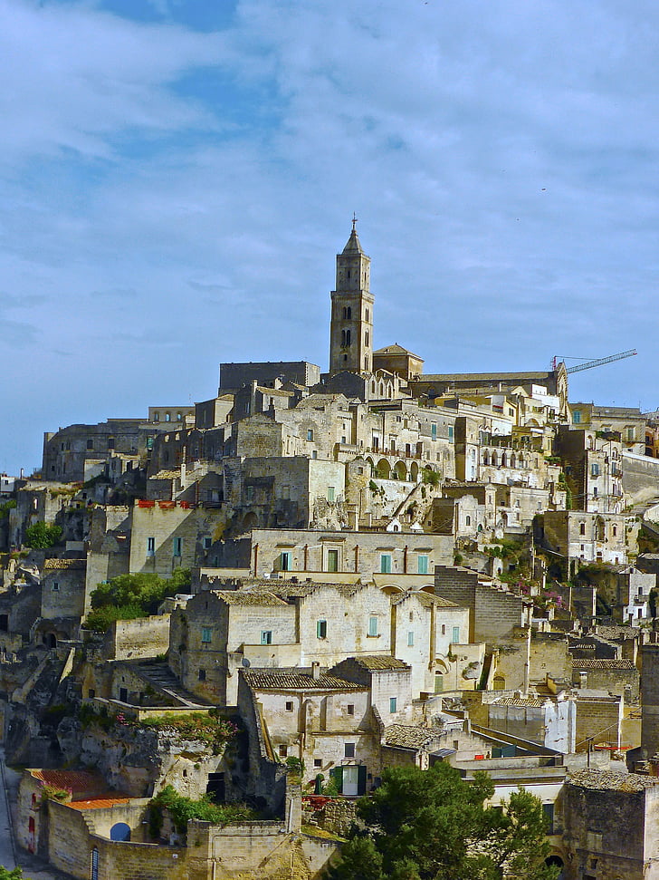 Matera, UNESCO, historyczne, panoramy, historyczne, Włochy, Architektura