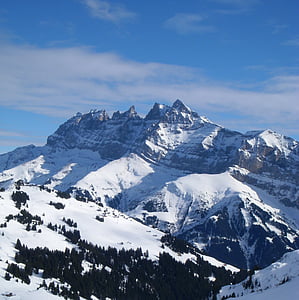 montagna, neve, midi di ammaccature du, Svizzera