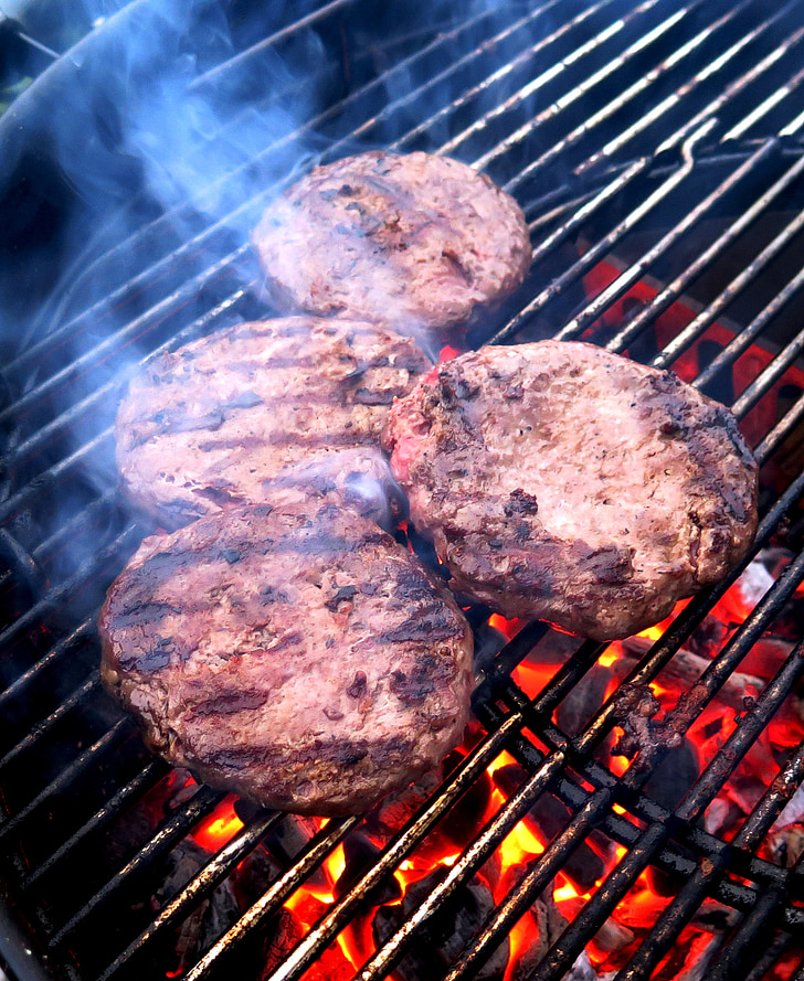 Burger, Hamburger, Grill, Grill, Flamme, Glut, Weber