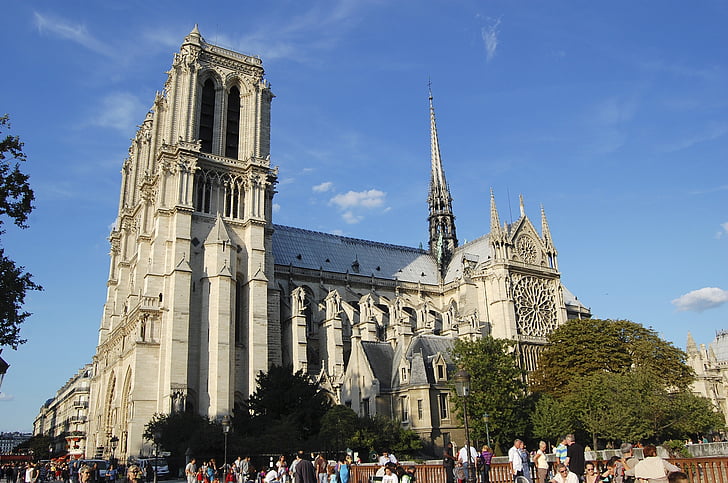 kirke, Notre dame, architerture, Frankrig, Paris, Cathedral, arkitektur