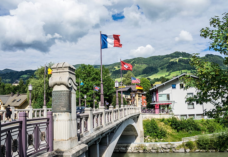 Austria, St johann, Most, flagi, Europy, podróży, Architektura
