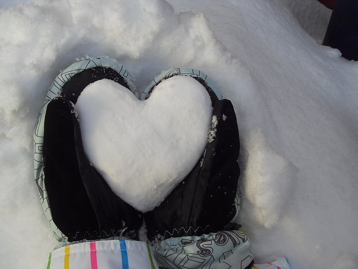 Hart, miłość, śnieg, zimowe