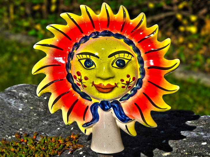 Sonne, Keramik, Dekoration, Deko, Garten Gartendekoration, dekorative, lustig