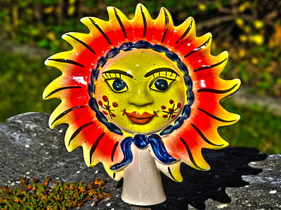 sun, ceramic, decoration, deco, garden garden decoration, decorative, funny