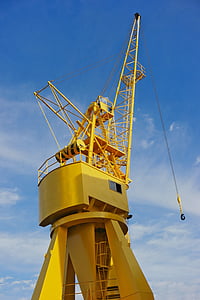 Crane, Port, Maritim, kontainer, transportasi, kuning, beban