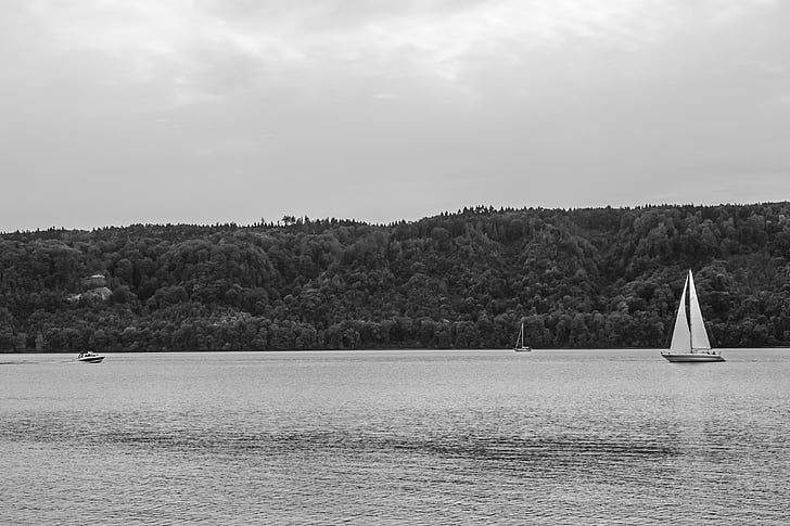 Bodeni-tó, csónakok, seglen, motorcsónak, motorcsónak, tengerész, tenger