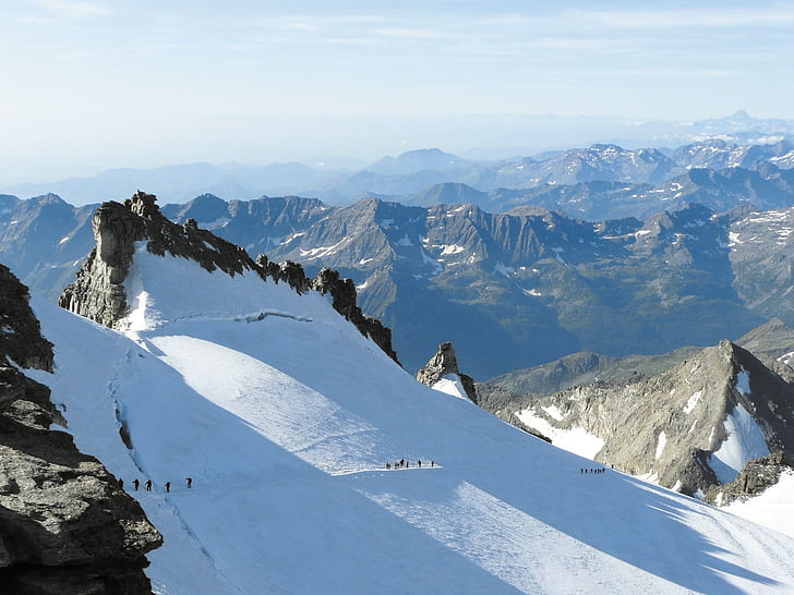 Gran paradiso, montanha, Alpes, alpinismo, neve, cordee, dos Alpes