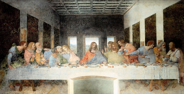 schilderij, laatste avondmaal, illustraties, muurschildering, Leonardo da vinci, L'ultima cena, seccotechnik Dominicaanse klooster