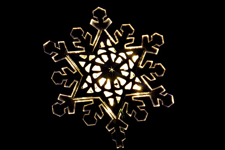 snowflake, holiday, festive, night, ornament