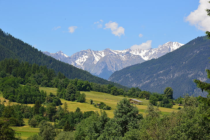 Sautens, Imst, léto, hory, Les, Tyrolsko, Hora