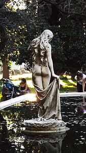 estatua de, Parque, fuente, escultura, desnudo, escultura del, paisaje