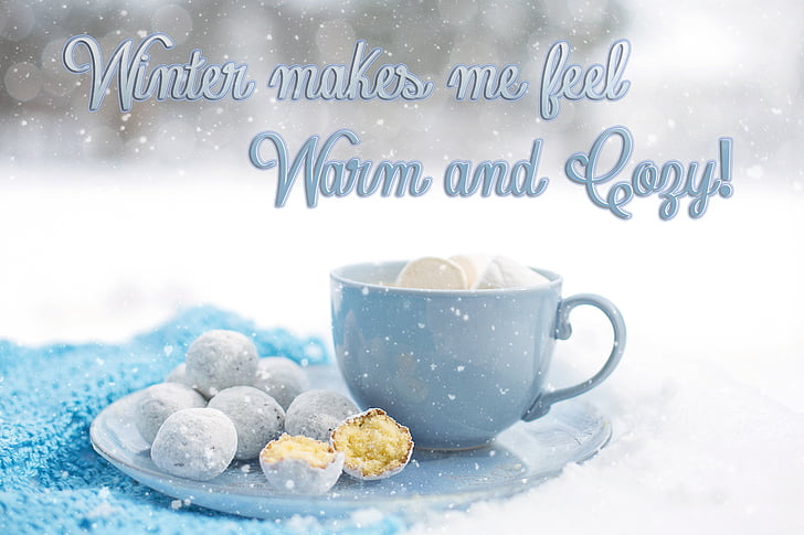 varm choklad, Cozy, vinter, efterrätt, varm, snö, Mugg