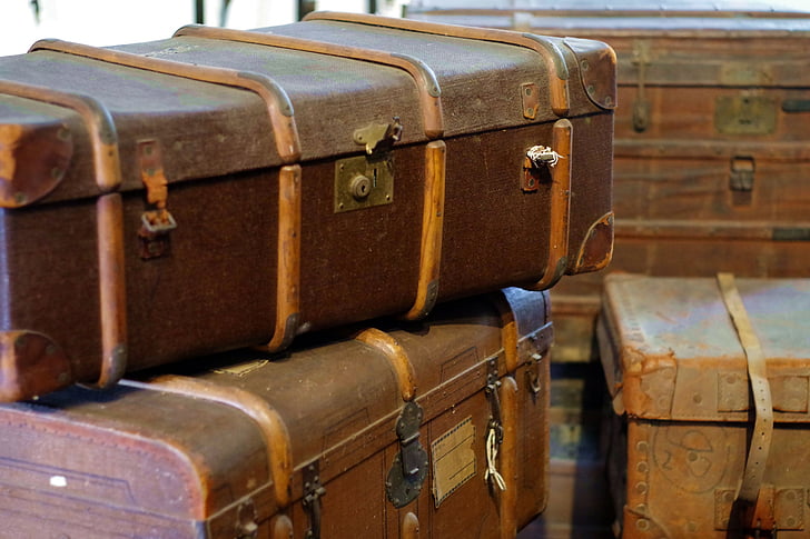 troncs, maleta, les caixes, viatges, vacances, expedició, gira