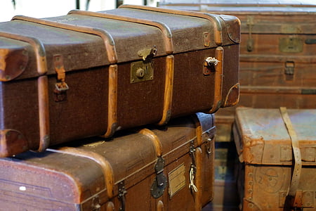 bőrönd, bőrönd, a ládák, utazás, ünnepek, expedíció, túra