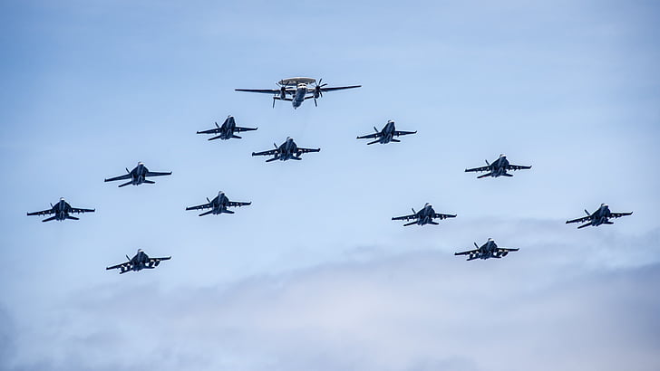 carrier air wing, cvw, uss carl vinson, formation, flight, f-18, hawkeye