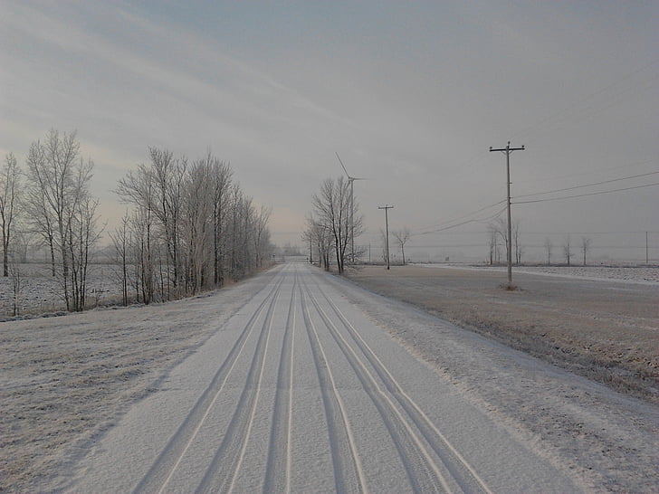 kelių, sniego, žiemą, Québec, žiemą balta, kraštovaizdžio, kelias