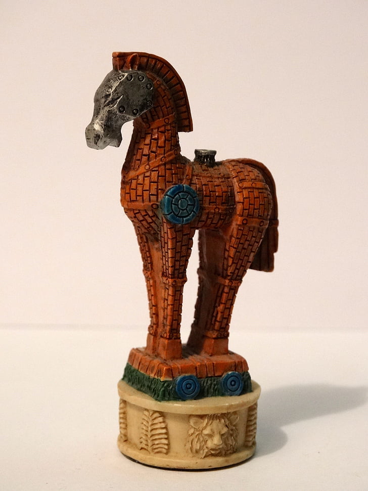 zirgs, šaha figūras, Trojan, brūns