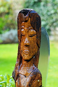 скулптура, дървен материал, лакиран, изкуство, фигура, Градина, Статуята