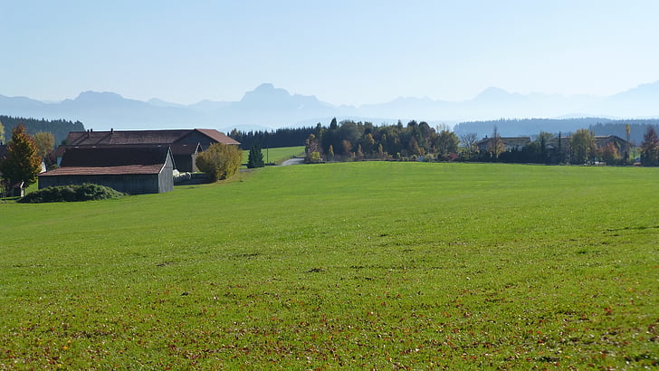 Allgäu, Sügis, säuling, Panorama, Vaade, heinamaa, päike