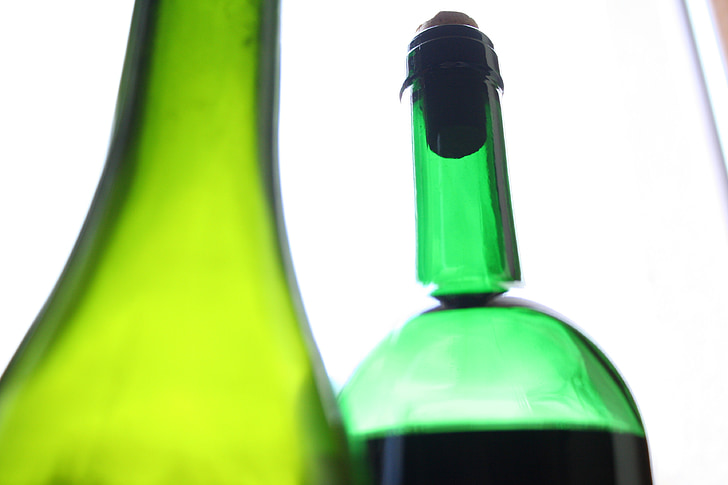 botol, anggur, kaca, botol, hijau, kaca hijau