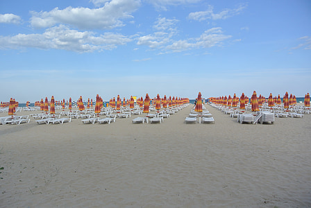 parasol, beach, sun lounger, sea, holidays, summer, sand