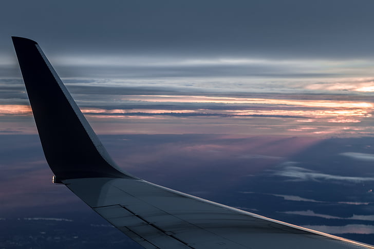 uçak, günbatımı, gökyüzü, uçak, Hava, seyahat, taşıma