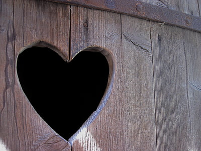 серце, Деревина, двері, дерев'яні структури, серце в лісі, дошка, отвір