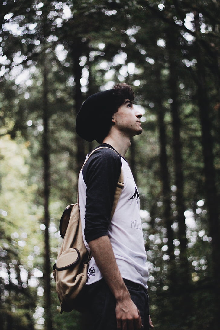 people, guy, man, travel, backpack, trees, plant