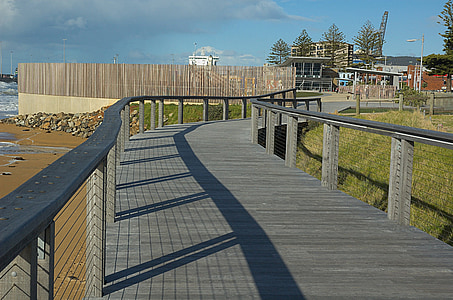 boardwalk, tasmania, australia, landscape, sky, clouds, fence