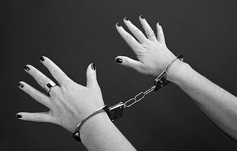Handschellen, Gefangenen, Frau, Weiblich, Kriminalität, Sünde, nicht-