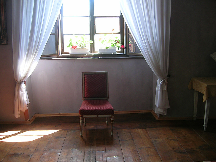 城の窓, outlook, 椅子とウィンドウ, パレス ロマンス, 国内の部屋, 屋内で, 家具