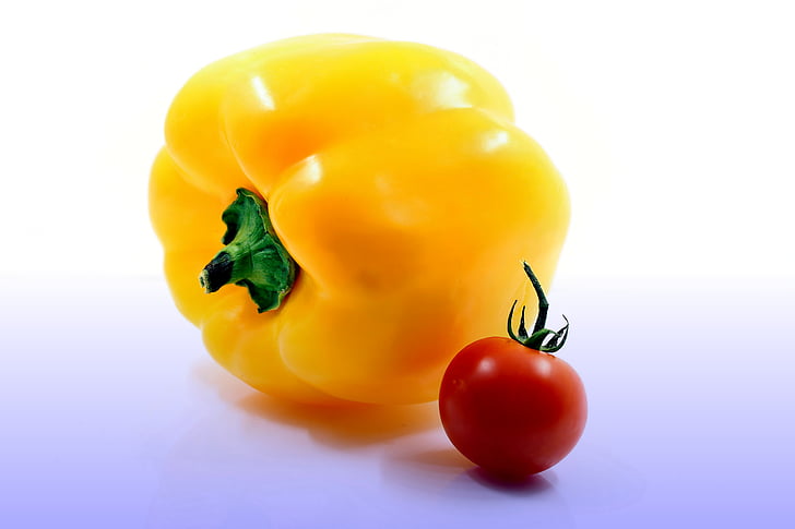 produtos hortícolas, tomate, páprica, comida, dieta, saudável, o frescor do