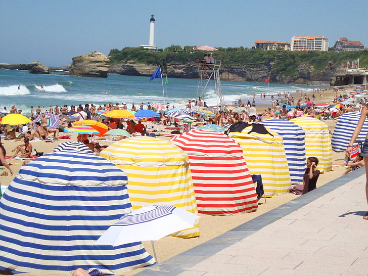 Biarritz, pláž, maják, oceán, Riviera, Francouzština, Francie