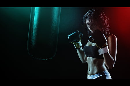 girl, boxer, ring, boxing pear, beautiful girl, gloves, sports