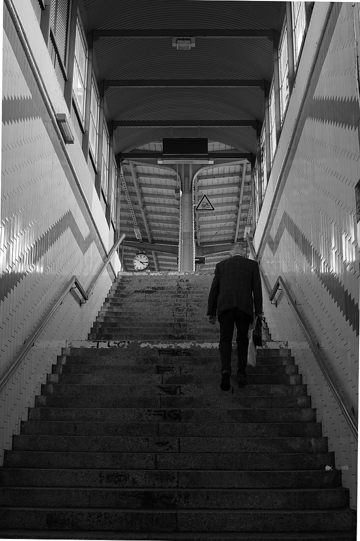 railway station, stairs, architecture, building, human, person