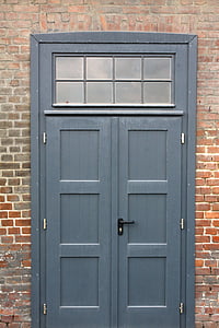 dörr, väggen, dörrar, dekorativa, trä, fönster
