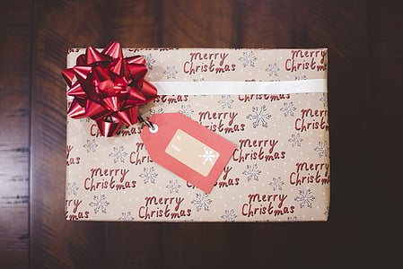 beige, red, white, christmas, gift, box, festive