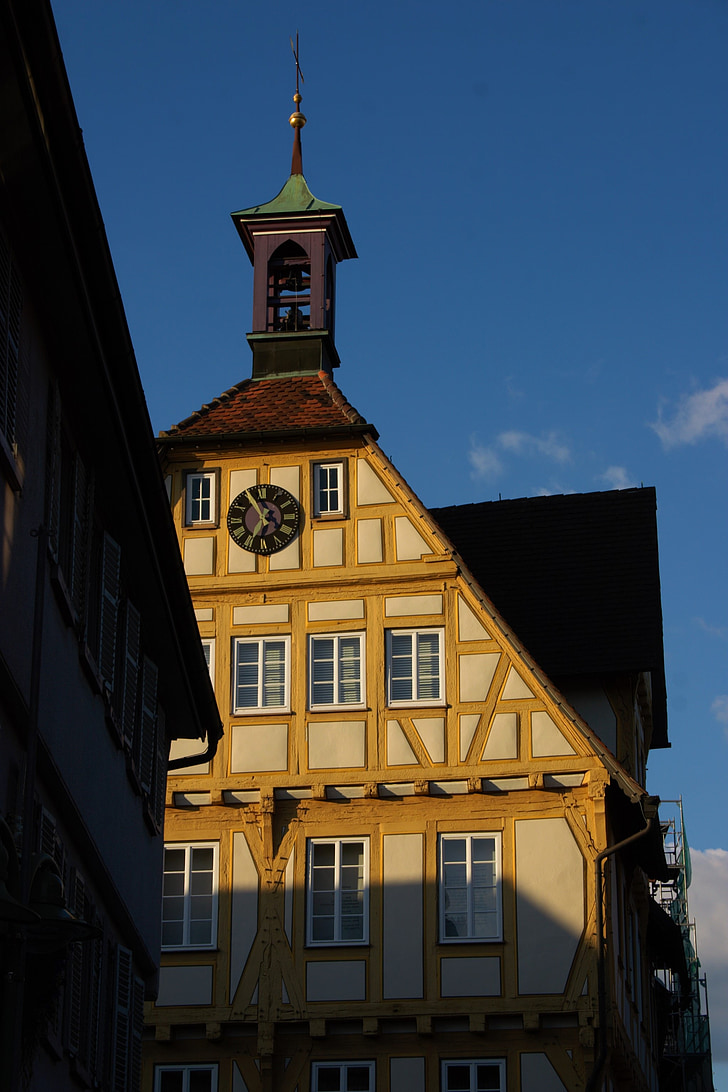 Krov, fachwerkhaus, staré město, budova, Sindelfingen