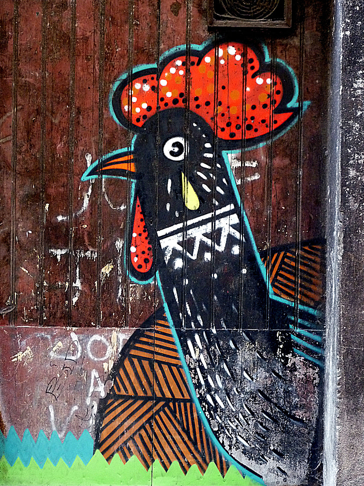 con gà trống, Graffiti, màu đen, nghệ thuật đường phố, Port, minh hoạ