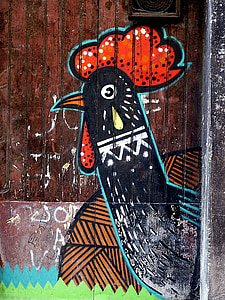 cock, graffiti, black, street art, port, illustration