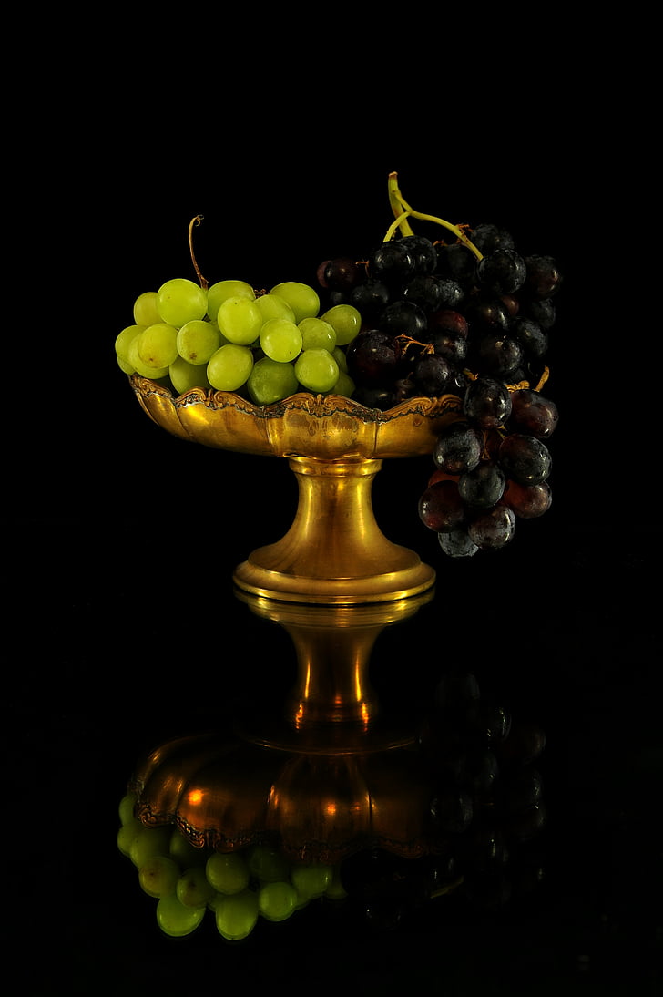 grapes, bianca, black, amphora, tray, nature, food