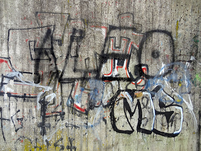 grafiti, beton, boja, sprej boca, betonski zid, siva, boja grafit