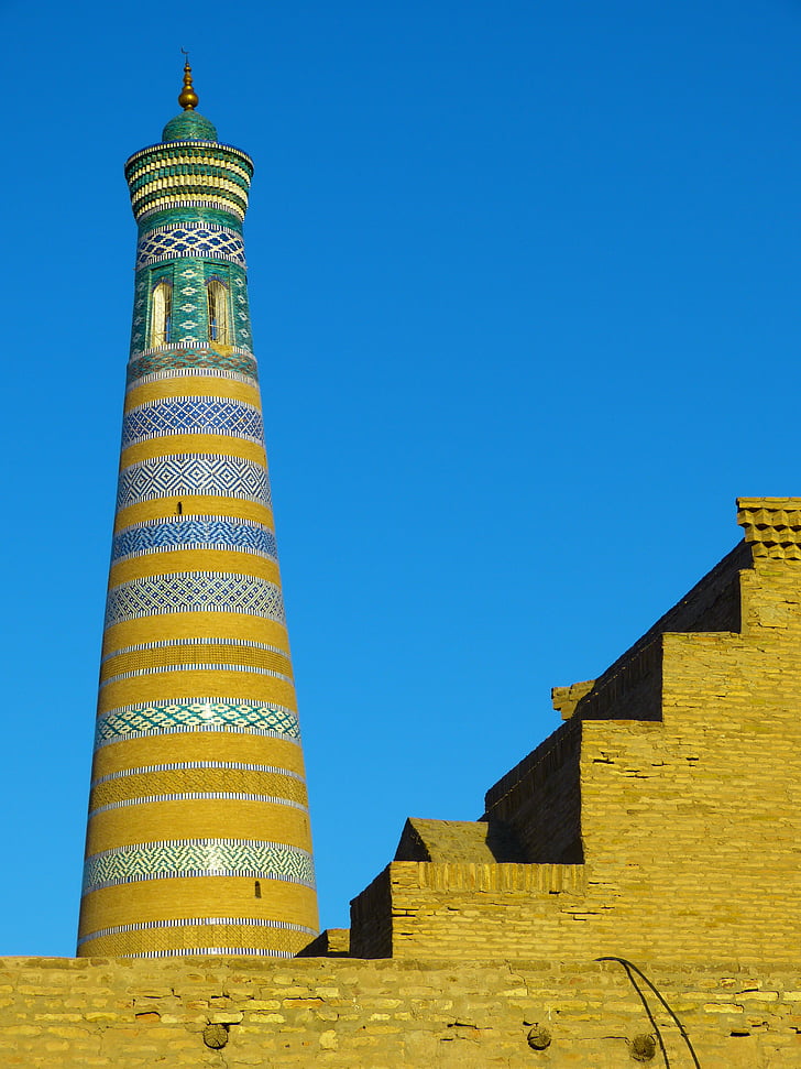 khiva, kihva, Menara, chodja islam minaret, Warisan Dunia UNESCO, Museum kota, abendstimmung