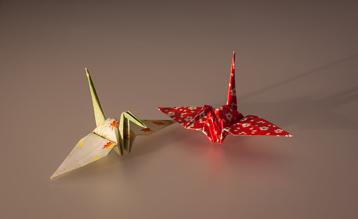 origami, folded, paper, cranes, creative, fold, shape